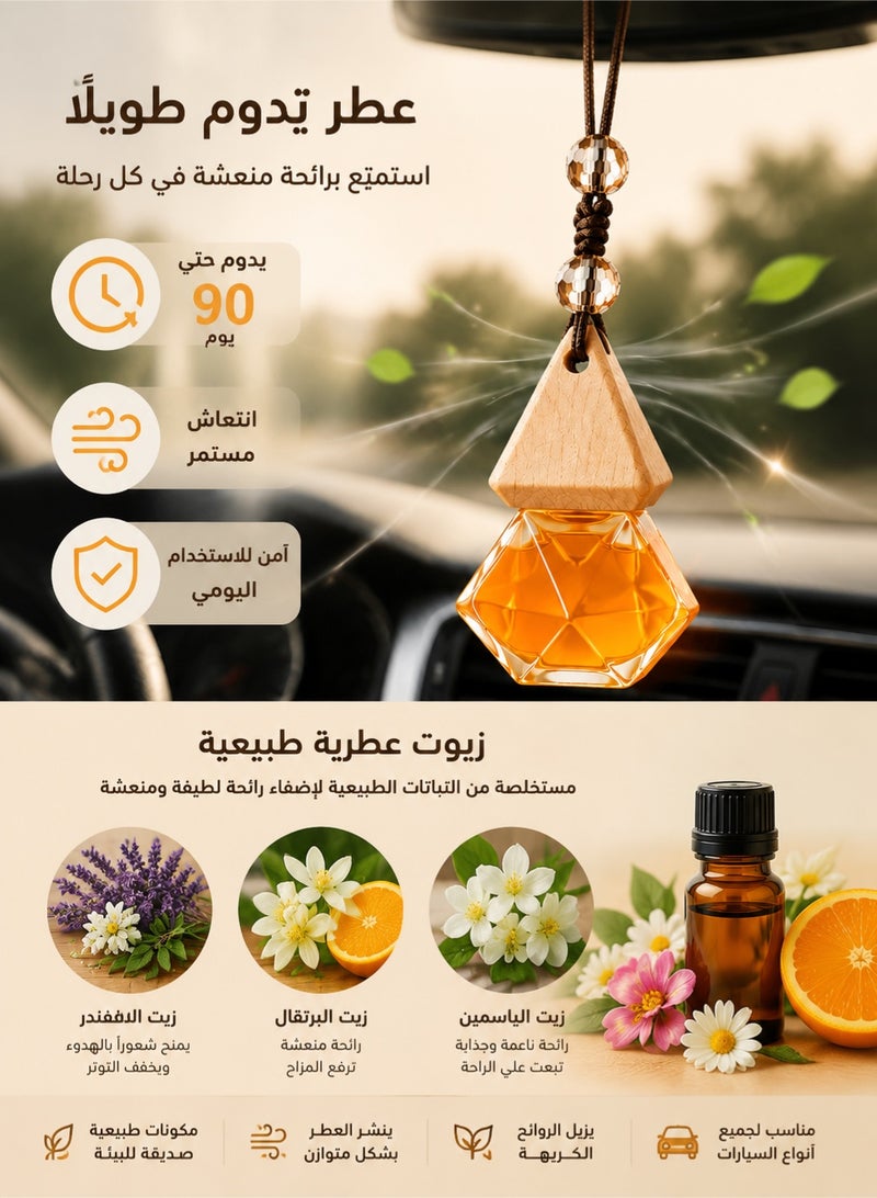 جي اس دن معلق معطر سيارة زجاجي – موزع عطر سيارة بزيوت طبيعية يدوم طويلاً – إكسسوار داخلي لإزالة الروائح وتعطير السيارة - Image 3