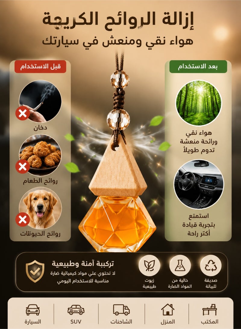 جي اس دن معلق معطر سيارة زجاجي – موزع عطر سيارة بزيوت طبيعية يدوم طويلاً – إكسسوار داخلي لإزالة الروائح وتعطير السيارة - Image 4