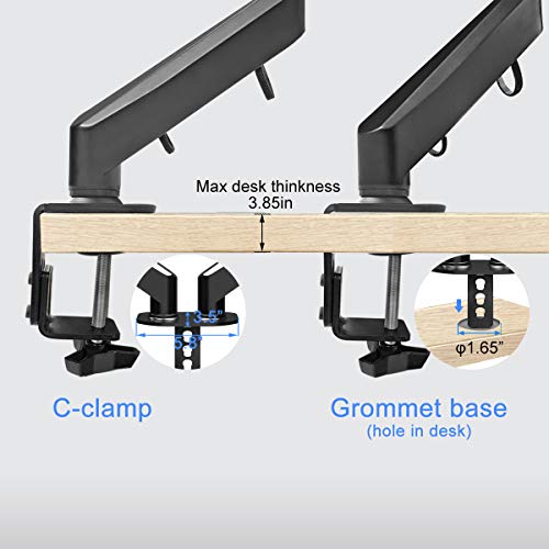 Suptek Dual Monitor Mount Stand-Height Adjustable Gas Spring Monitor Arm Desk Mount for 2 Computer Screens 17 to 32 inches - Each Arm Holds up to 22lbs,Black(MD8SP) - Image 4