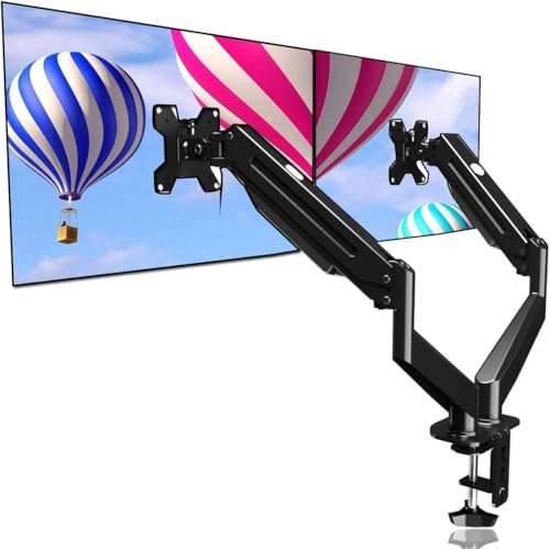 Suptek Dual Monitor Mount Stand-Height Adjustable Gas Spring Monitor Arm Desk Mount for 2 Computer Screens 17 to 32 inches - Each Arm Holds up to 22lbs,Black(MD8SP) - Image 1