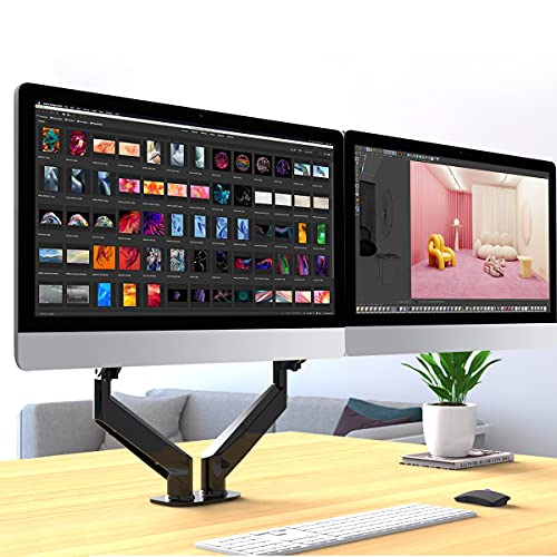 Suptek Dual Monitor Mount Stand-Height Adjustable Gas Spring Monitor Arm Desk Mount for 2 Computer Screens 17 to 32 inches - Each Arm Holds up to 22lbs,Black(MD8SP) - Image 2
