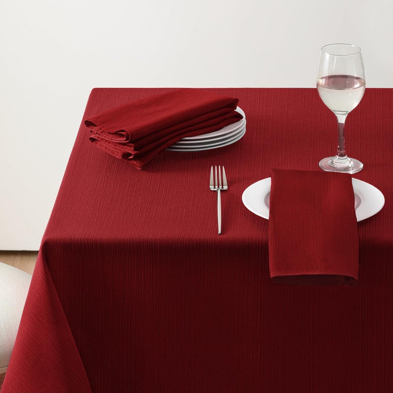 Softalker Jacquard Rectangle Tablecloth  Geometric Line Damask Table Covers Waterproof Stain Resistant Washable Polyester Table Cloths for Indoor  Outdoor60 x 84 inchRed