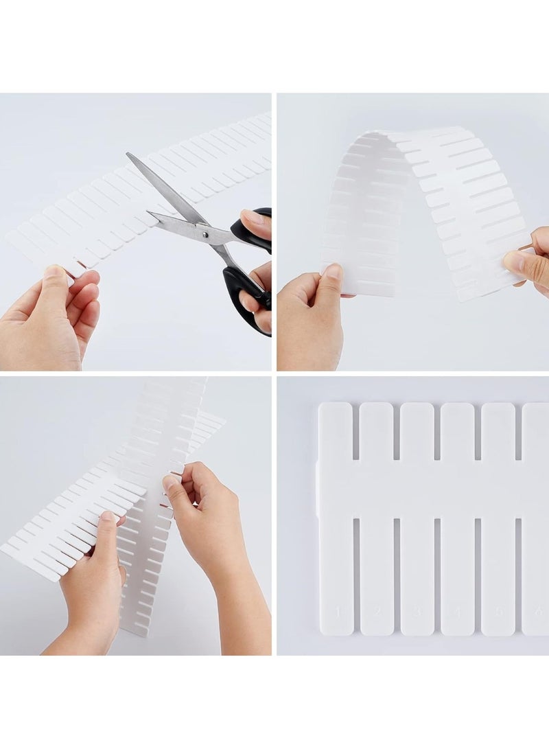 Huitich Drawer Organizer Partition Board – 47×7cm Adjustable Divider Grid 4 Pieces White  - Image 2