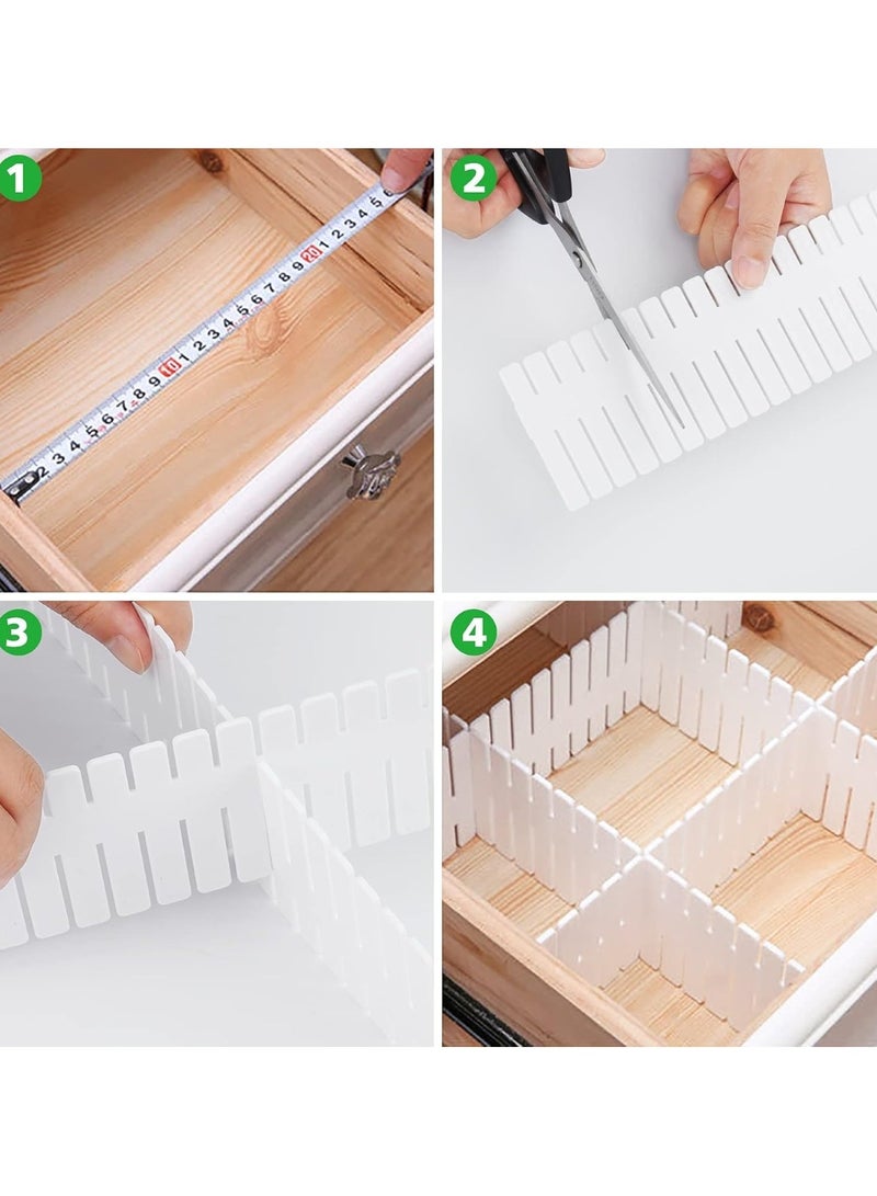 Huitich Drawer Organizer Partition Board – 47×7cm Adjustable Divider Grid 4 Pieces White  - Image 3