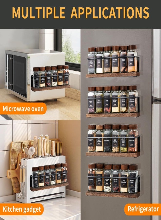 KitHero 4 Pack Strong Magnetic Spice Rack Organizer for Refrigerator and Microwave Oven, Metal Fridge Shelf, Space Saver for Kitchen Organization and Storage, Black - Image 3