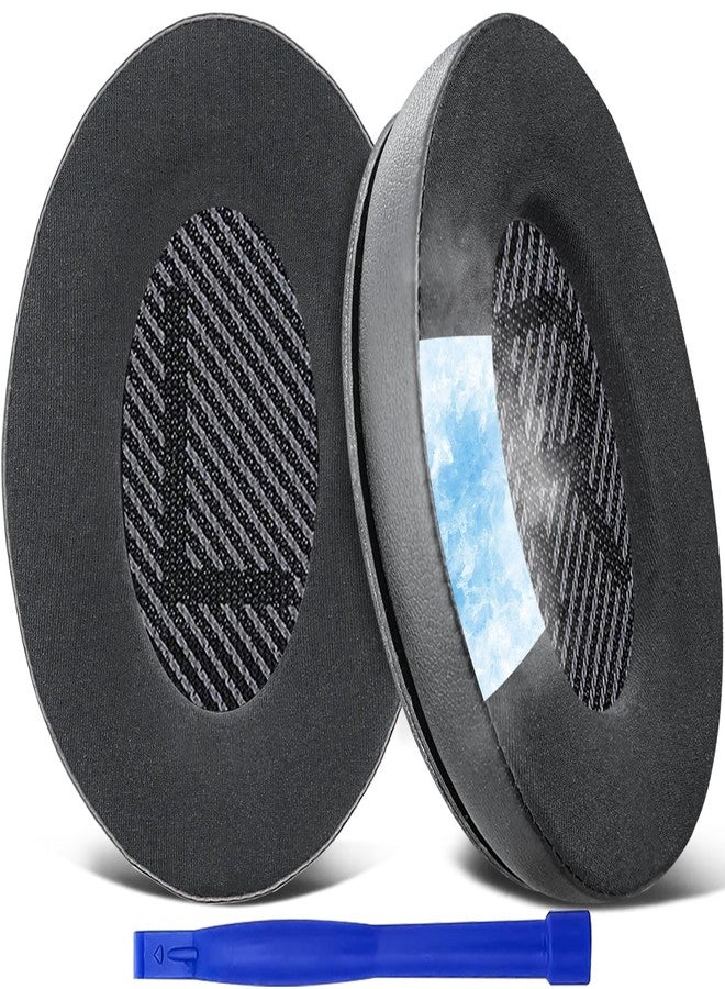 SoloWIT Cooling-Gel Ear Pads Cushions Replacement, Earpads for Bose QuietComfort 35 (QC35) and Quiet Comfort 35 II (QC35 II) Over-Ear Headphones, Noise Isolation Foam - Black - Image 1