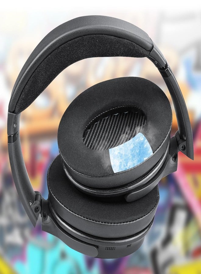 SoloWIT Cooling-Gel Ear Pads Cushions Replacement, Earpads for Bose QuietComfort 35 (QC35) and Quiet Comfort 35 II (QC35 II) Over-Ear Headphones, Noise Isolation Foam - Black - Image 3