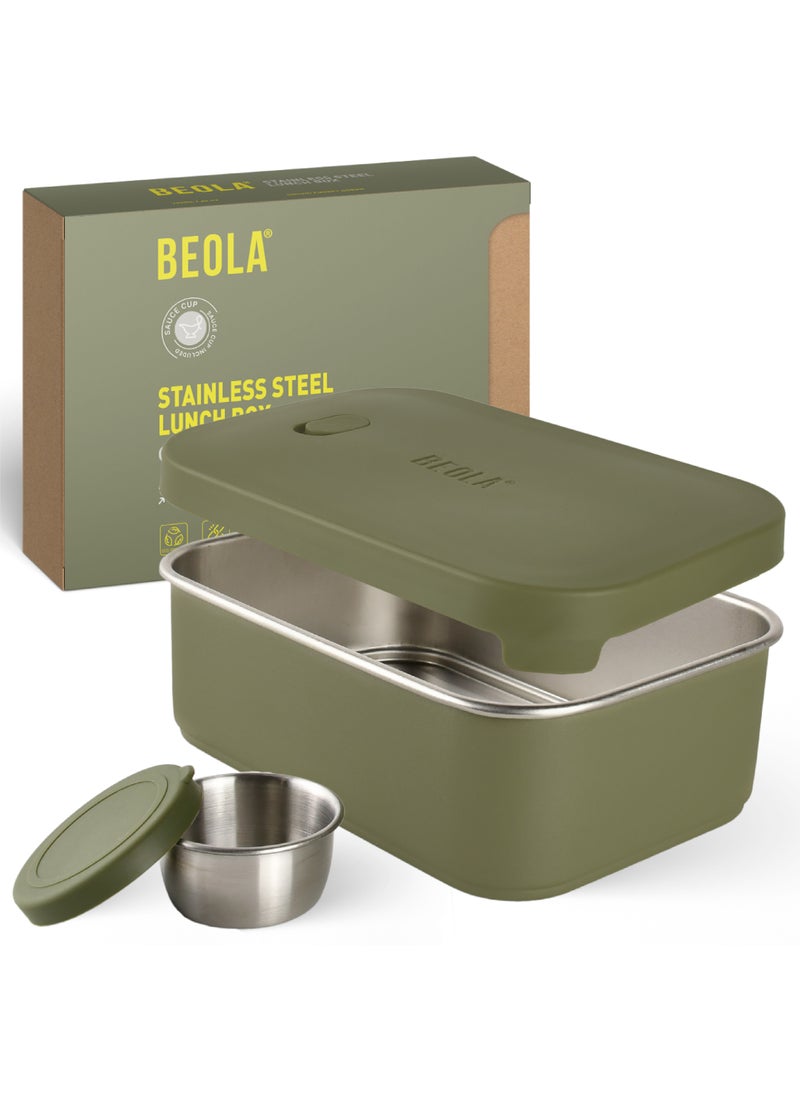 BEOLA - Stainless Steel Lunch Box Food Container with sauce cup - 900ml, Forest Green - Image 1