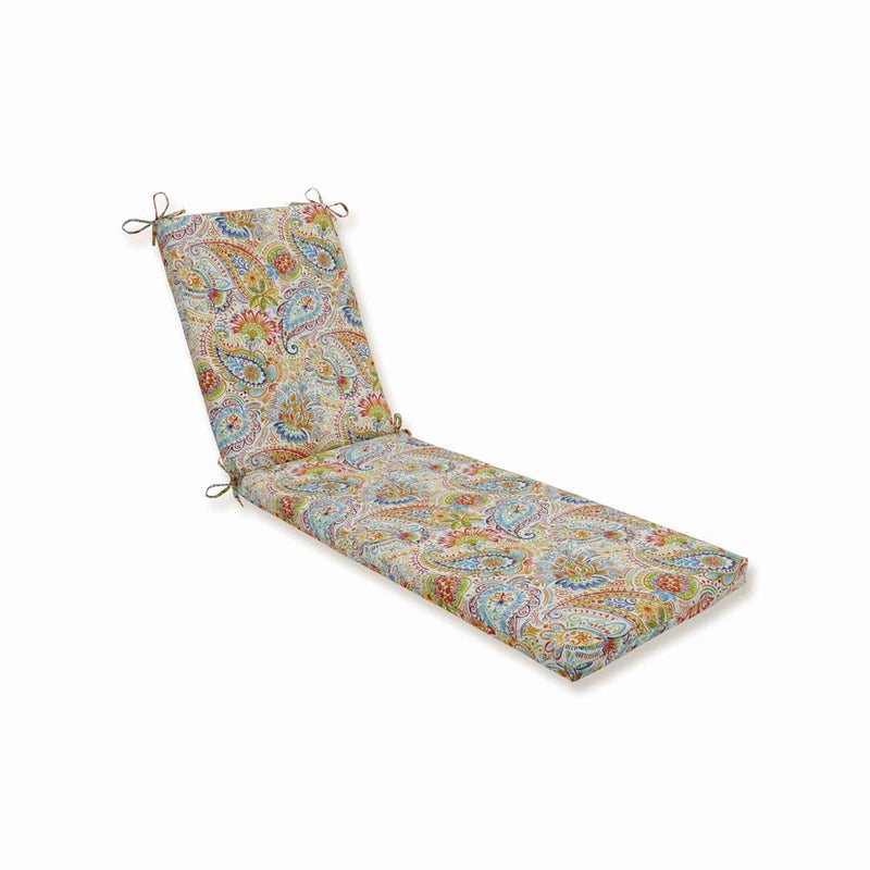 Pillow Perfect Paisley IndoorOutdoor Solid Back Chaise Lounge Cushion with Ties Plush Fiber Fill Weather and Fade Resistant 80 x 23 BlueGreen Gilford