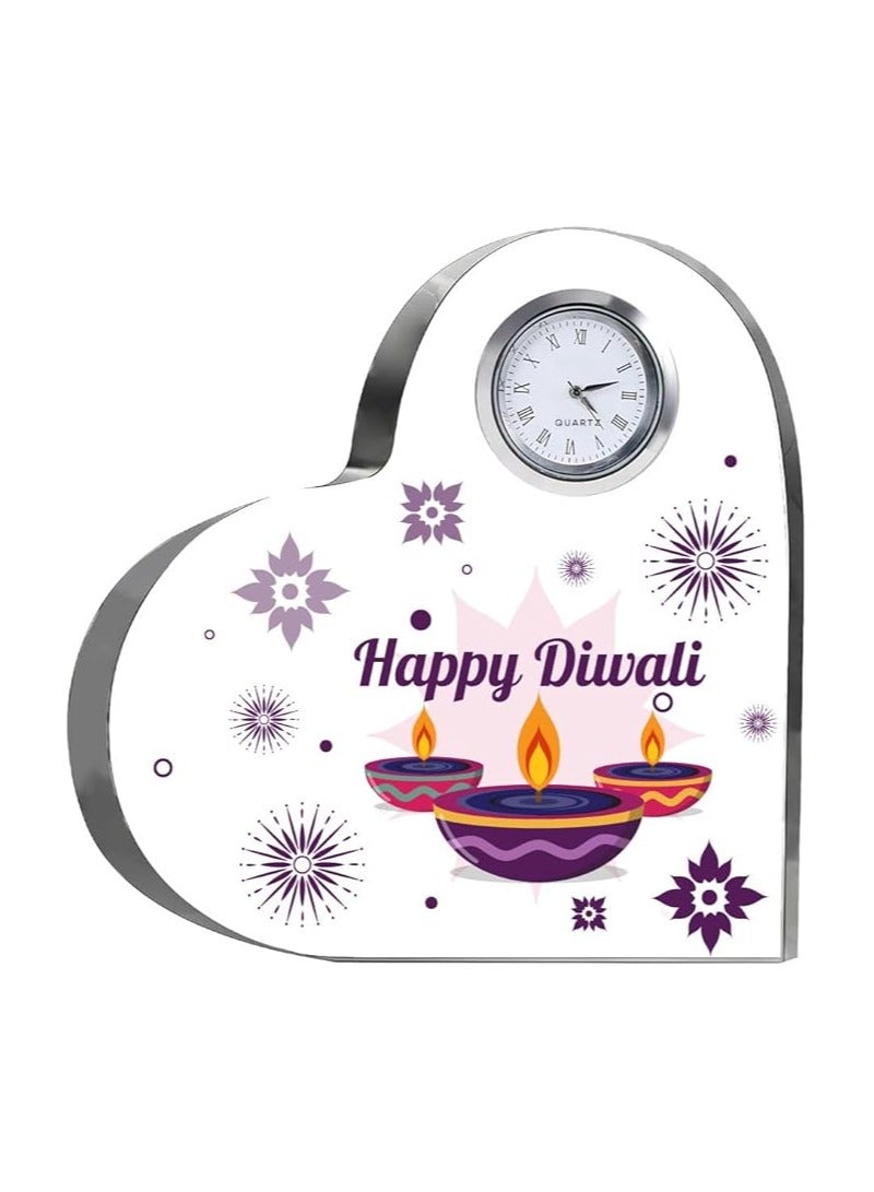 Diwali Special Heart-Shaped Crystal Clock Gift-Thoughtful Presents For Diwali Gifts For Your Friends And Family  - Image 1