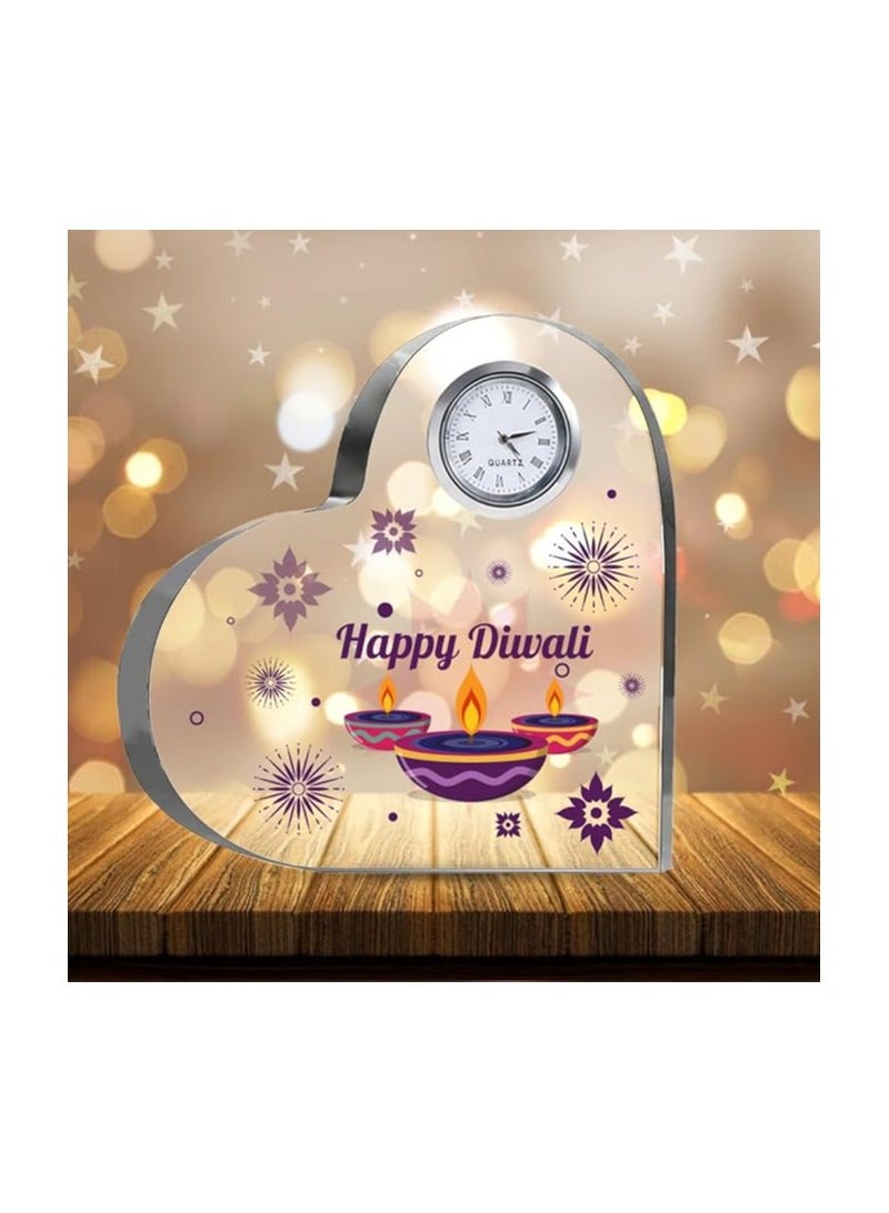 Diwali Special Heart-Shaped Crystal Clock Gift-Thoughtful Presents For Diwali Gifts For Your Friends And Family  - Image 3