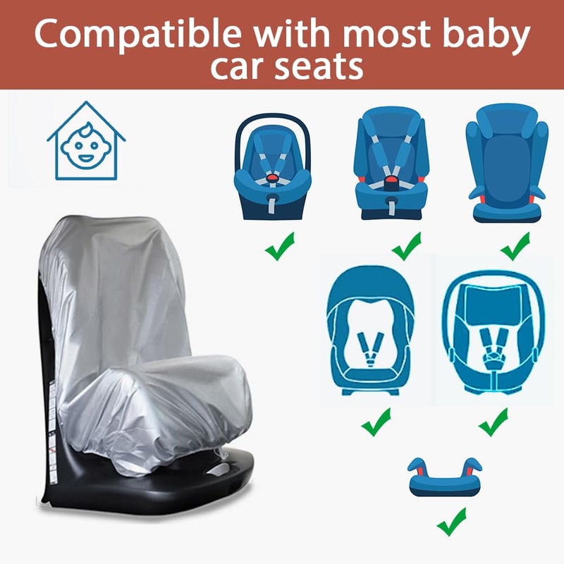 Aohcae Car Seat Sun Shade Cover, Infant Car Seats Heat Protector Keeps Your Toddler Baby Seat at a Cool Temperature, Covers and Blocks Out Heat & Sun, Reflective Baby Seat Covers for Car Seats - Image 5