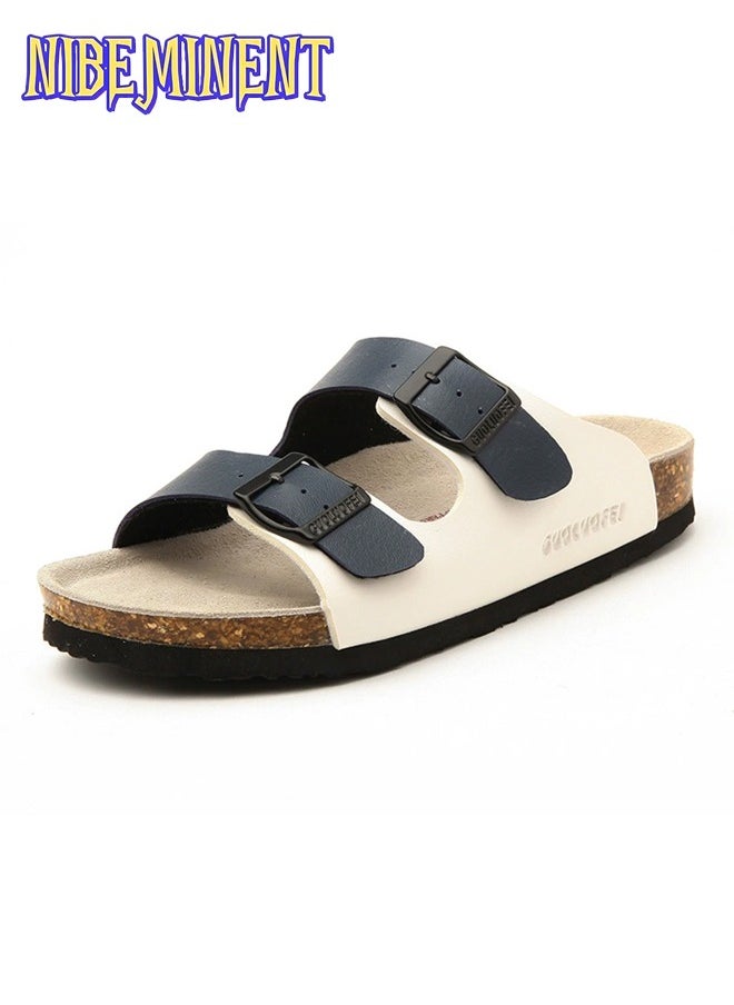 NIBEMINENT - Cork Slippers for Men and Women with Double Row Belt Buckle Sandals, Beach Shoes, Haken Shoes - Image 1