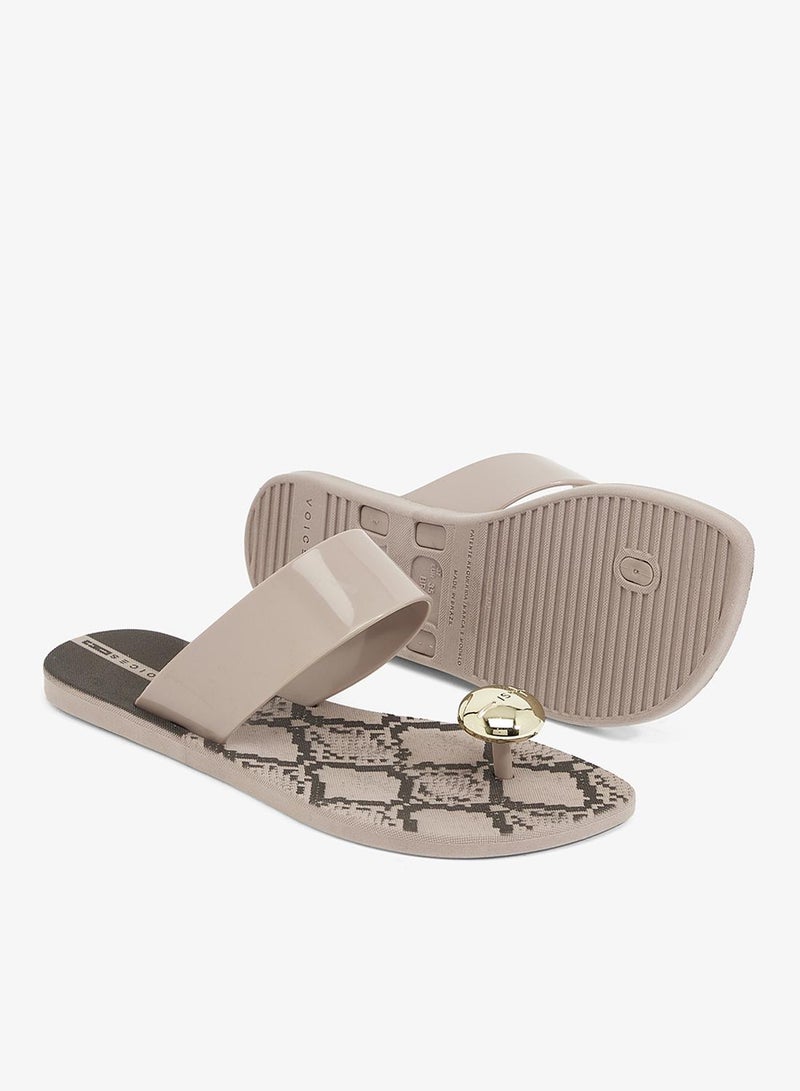 Voices Look Ball Animal Women'S With Printed Sole Single Strap Sandals - Beige - Image 3