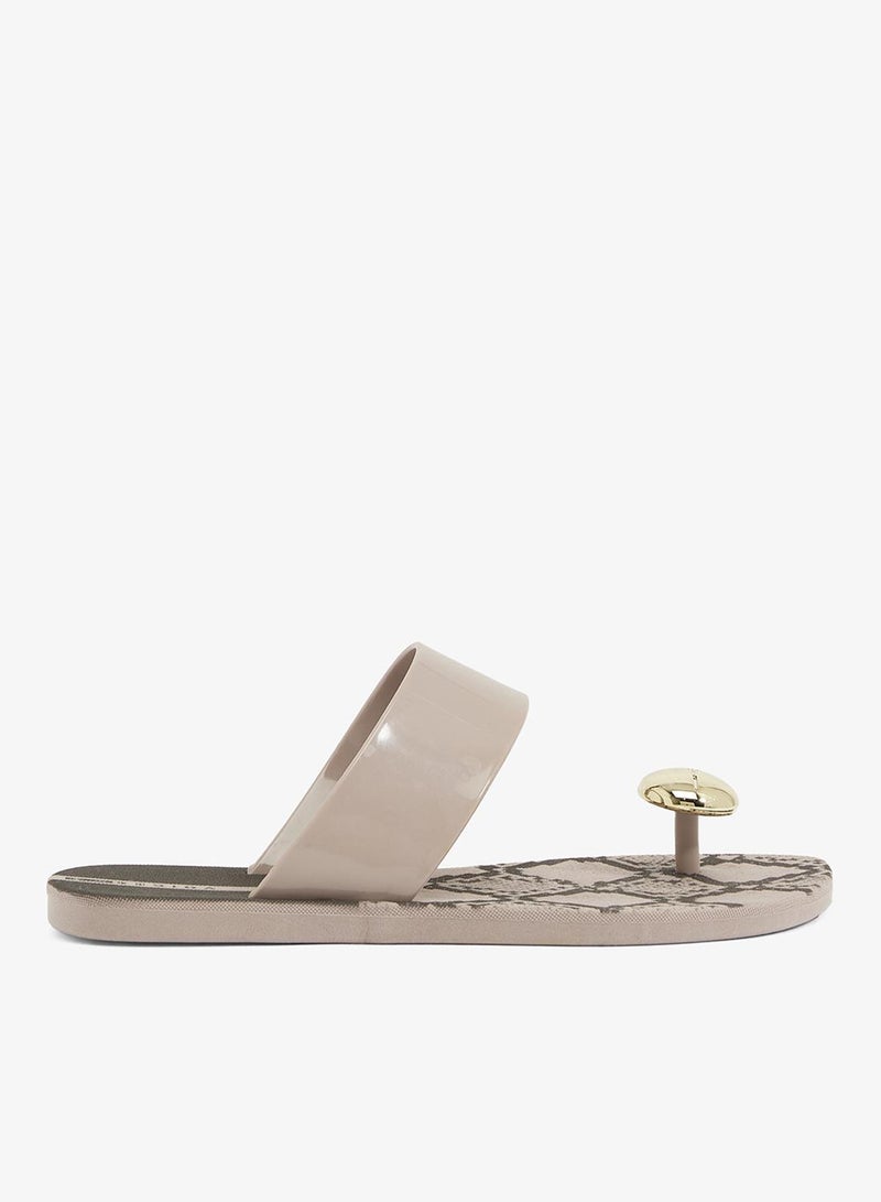 Voices Look Ball Animal Women'S With Printed Sole Single Strap Sandals - Beige - Image 1