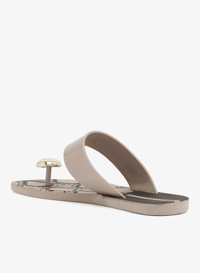 Voices Look Ball Animal Women'S With Printed Sole Single Strap Sandals - Beige - Image 2