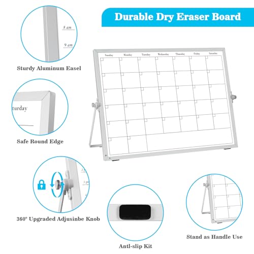 ONAVIA Desktop Whiteboard with Stand 1612 DoubleSided Magnetic Dry Erase Calendar Weekly Monthly Schedule with Time Slots Portable for Home Office Planning Memo to Do List - Image 3