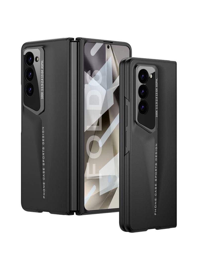 ليكا غطاء خلفي من الألياف بتصميم سيارة رياضية جديد من LEEKA نحيف للغاية مع حماية فاخرة للكاميرا لهاتف سامسونج Z Fold 6 (أسود) - Image 1