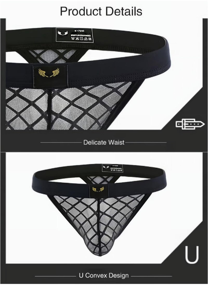 Underwear for Men Mesh Hollow Out Triangle Panties Low Rise Elasticity Brief