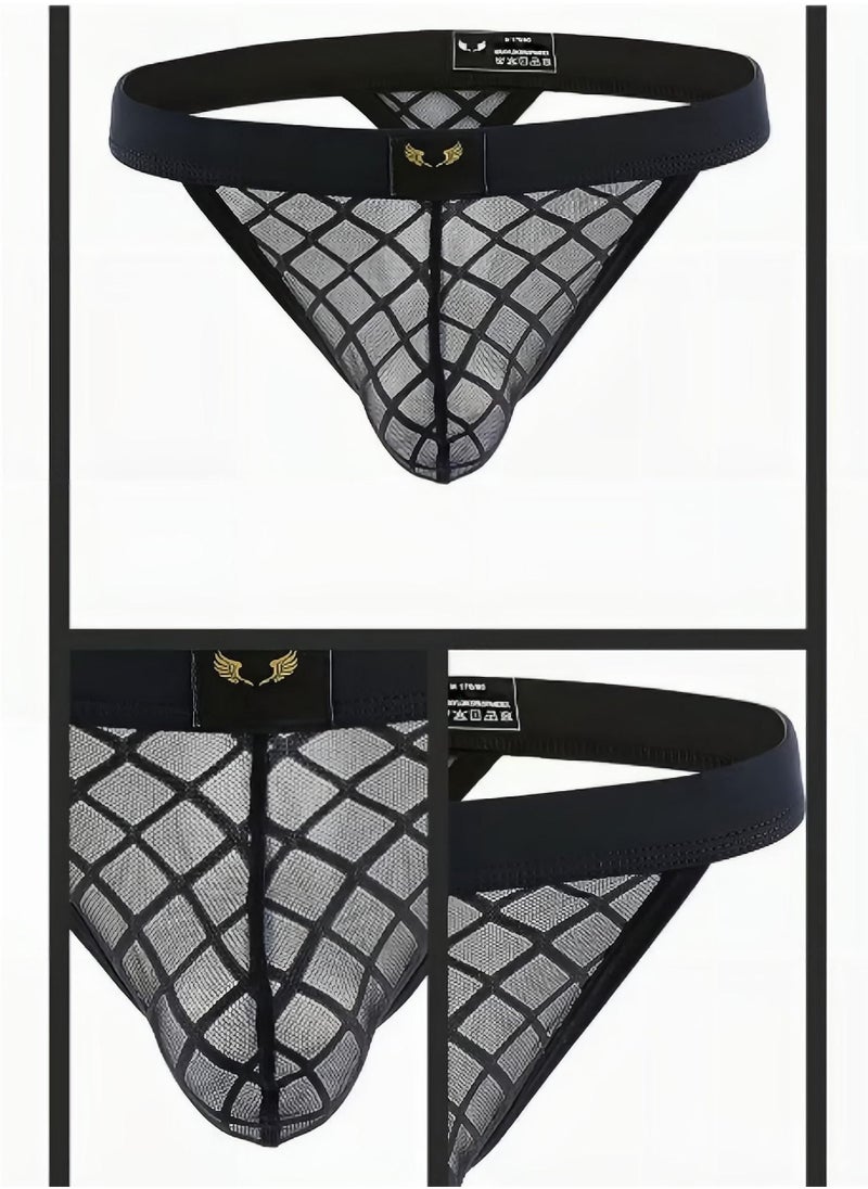 Underwear for Men Mesh Hollow Out Triangle Panties Low Rise Elasticity Brief