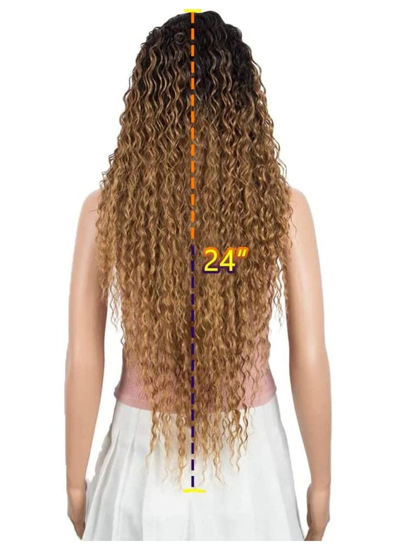 Estelle Long Curly Lace Front Wigs with 13"x2.5" Simulated Scalp Wig Heat Resistant Synthetic Wigs For Women 130% Density (Curly, Ombre Honey Color)  - Image 4