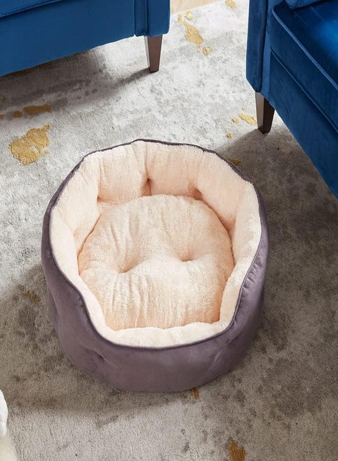 B. B Round Cat Bed - Double-Sided Suede Fabric, Removable Pillow, Anti-Slip Bottom, Ideal for Indoor Cats & Dogs, Extra Soft & Washable Pet Bed - 21x19x6 Inch - Image 2