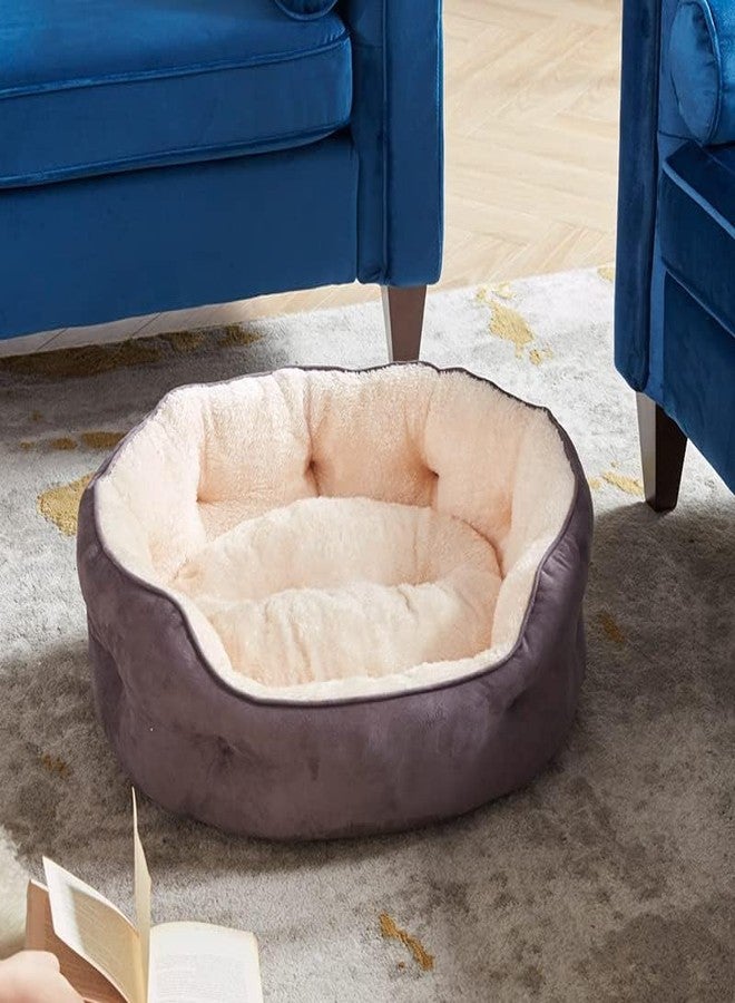 B. B Round Cat Bed - Double-Sided Suede Fabric, Removable Pillow, Anti-Slip Bottom, Ideal for Indoor Cats & Dogs, Extra Soft & Washable Pet Bed - 21x19x6 Inch - Image 4