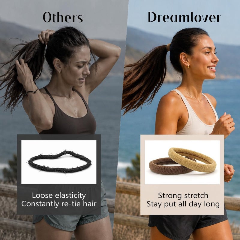 Dreamlover Seamless Hair Ties for Thick Hair, Stretchy, Durable Ponytail Holders, Ideal Gift for All Ages, Perfect for Gym or Home Use, Neutral Color, 50 Pieces - Image 2