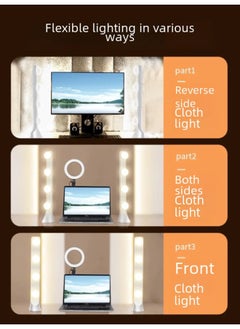 General 2-row Led Desktop Makeup Light Live Broadcast Fill Professional Live Broadcast Studio Video Background Pure Photography Light-Light Source Color:【Pink White】 Single Row Integrated 4 Lights (three-co  - Image 4