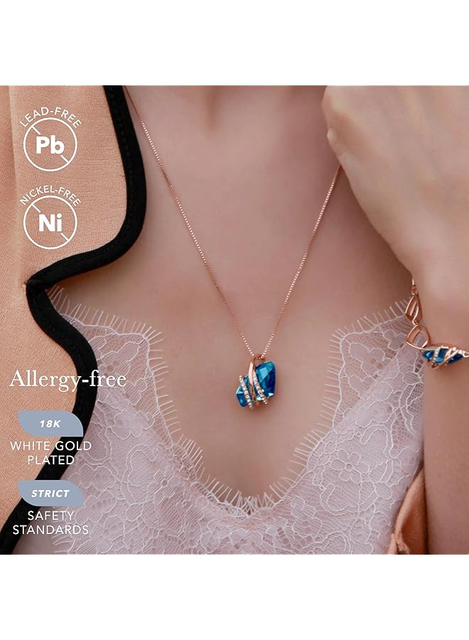 Leafael Wish Stone Pendant Necklace Necklaces For Women With Birthstone Crystals Jewelry For Women With Gift Box Allergy Free Birthstone Necklace For Women 18K Rose Gold Plated Or Silver Tone - Image 2