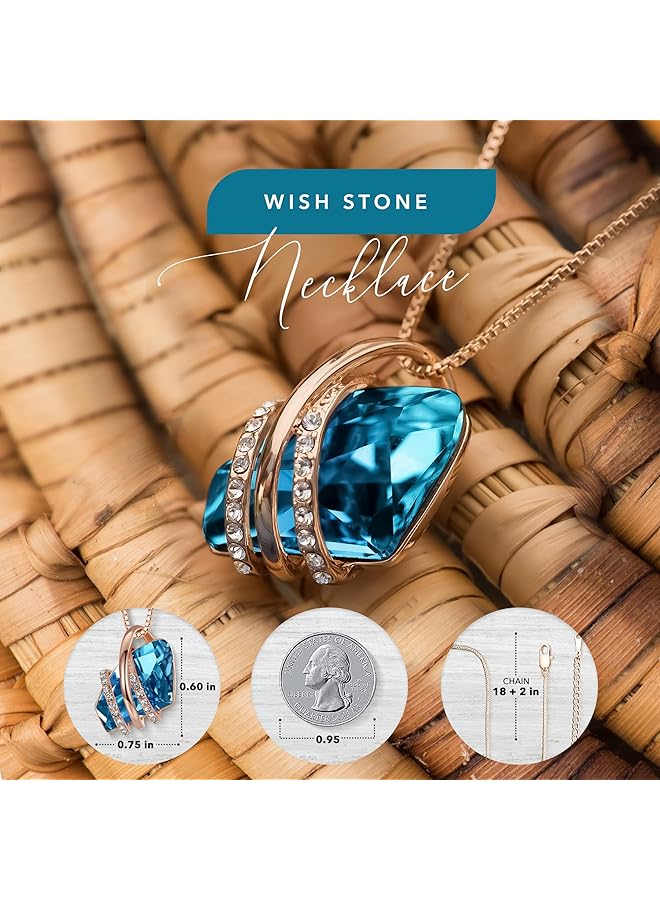 Leafael Wish Stone Pendant Necklace Necklaces For Women With Birthstone Crystals Jewelry For Women With Gift Box Allergy Free Birthstone Necklace For Women 18K Rose Gold Plated Or Silver Tone - Image 3
