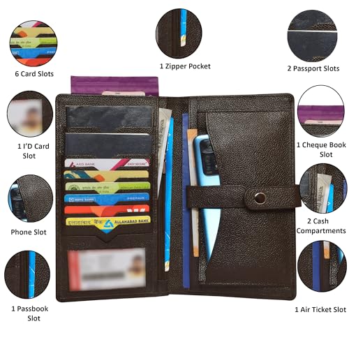 ABYS Genuine Leather RFID Protected Passbook Holder||Passport Holder||Cheque Book Holder||Card Holder||Travel Wallet||Credit Card Holder for Men and Women - Image 3