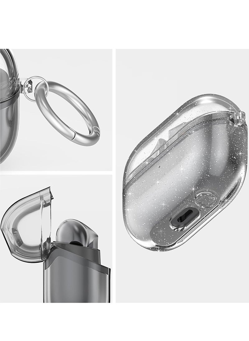 for Samsung Galaxy Buds 3 Pro / Buds 3 Case, Soft Cover with Carabiner Cleaning Kit, Glitter Clear - Image 4