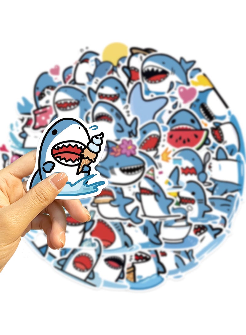 50pcs Shark Stickers Cute Cartoon Animal Stickers Vinyl Waterproof Stickers for Water Bottle Laptop Luggage Helmet Skateboard Snowboard Guitar Scrapbook Phone Gifts for Teens Girls Kids Adult - Image 3