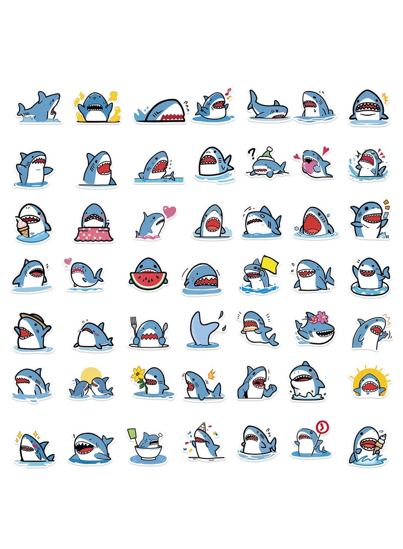 50pcs Shark Stickers Cute Cartoon Animal Stickers Vinyl Waterproof Stickers for Water Bottle Laptop Luggage Helmet Skateboard Snowboard Guitar Scrapbook Phone Gifts for Teens Girls Kids Adult - Image 2