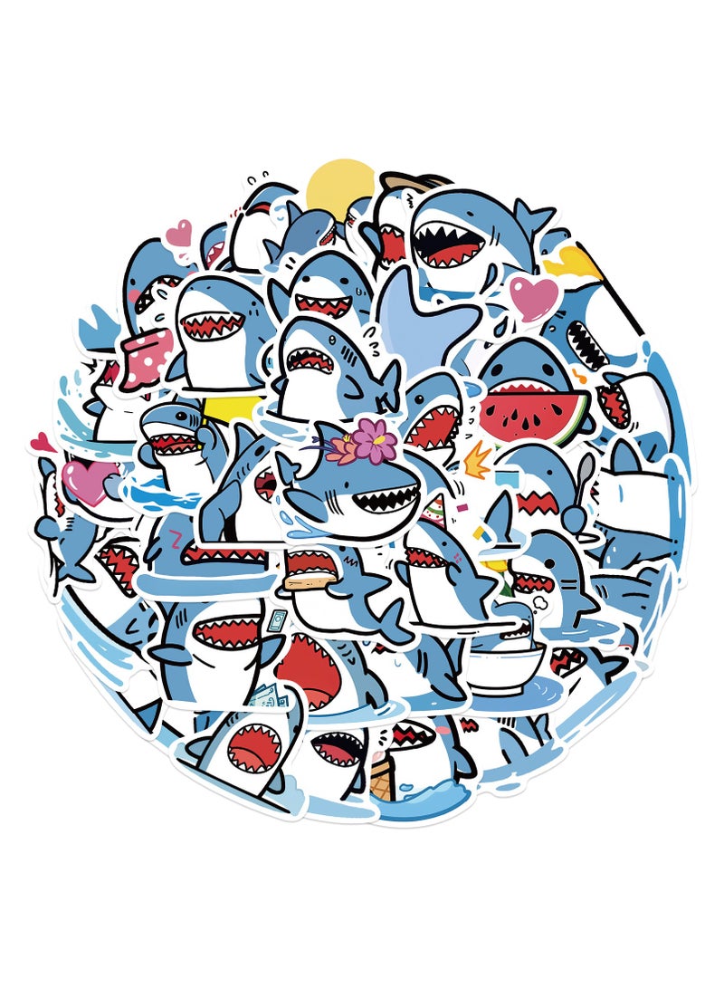 50pcs Shark Stickers Cute Cartoon Animal Stickers Vinyl Waterproof Stickers for Water Bottle Laptop Luggage Helmet Skateboard Snowboard Guitar Scrapbook Phone Gifts for Teens Girls Kids Adult - Image 1