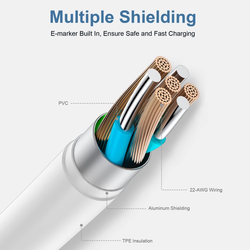 FUPYWP USB C to USB C Charging Cable for Apple, 6ft 60W 3Pack, USBC/Type C to Type C Fast Charger Cord Compatible for iPhone 17/17 Pro Max/17 Air, iPhone 16/16 Pro/16 Pro Max, iPad Pro/Air 5, MacBook - Image 2