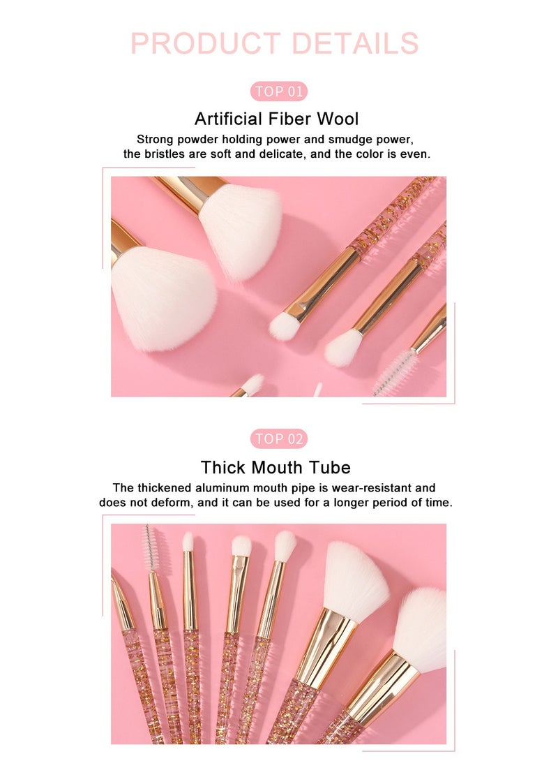 Vermaney Brushes Makeup Brushes Set 7 PCS Professional Sequin Makeup Brush Set Eyeliner Eyeshadow Eyelash Contour Powder Blush Concealer Lip Makeup Brush Makeup Tool - Image 5