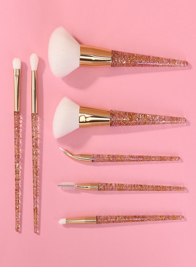 Vermaney Brushes Makeup Brushes Set 7 PCS Professional Sequin Makeup Brush Set Eyeliner Eyeshadow Eyelash Contour Powder Blush Concealer Lip Makeup Brush Makeup Tool - Image 3