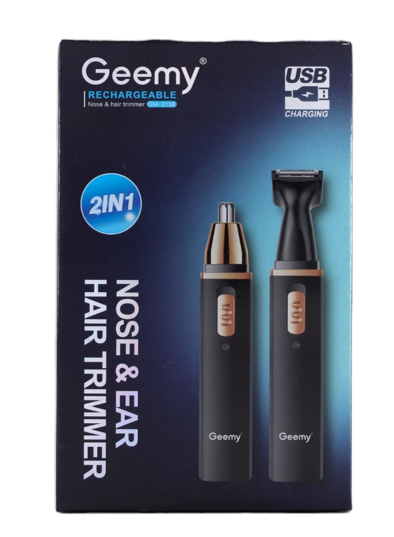 Geemy Multifunctional Rechargeable Nose And Ear Hair Trimmer Machine black - Image 2
