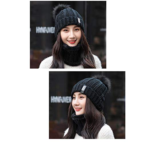 Krystle Winter Soft Warm Snow Proof Pom Pom Cap (Inside Fur) Woolen Beanie Cap with Scarf for Women's & Girl's (Black,Freesize)-(Pack of 02) - Image 4