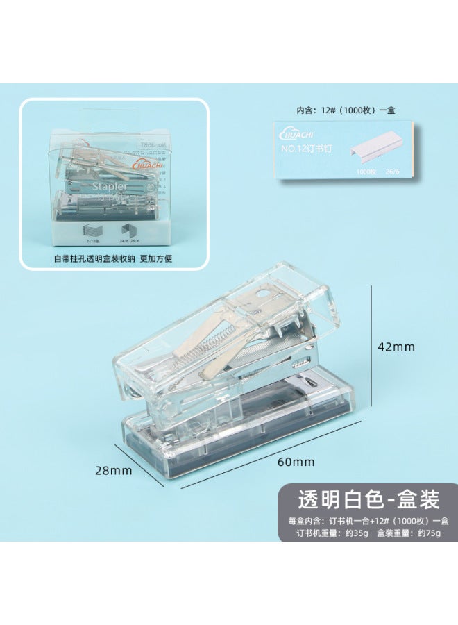 HELPS Transparent Mini Stapler Set Office Minimalist Stapler Student Stationery Data Finishing Stapler - Image 1