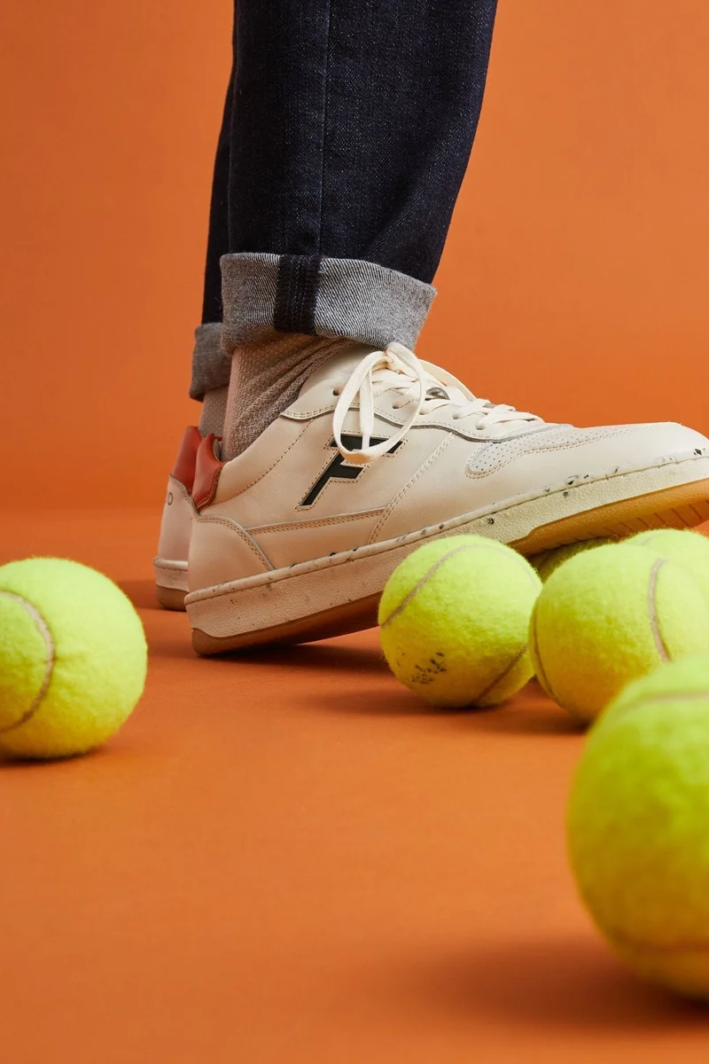 Faguo Alder Ecru & Orange Sneakers in Recycled Tennis Balls