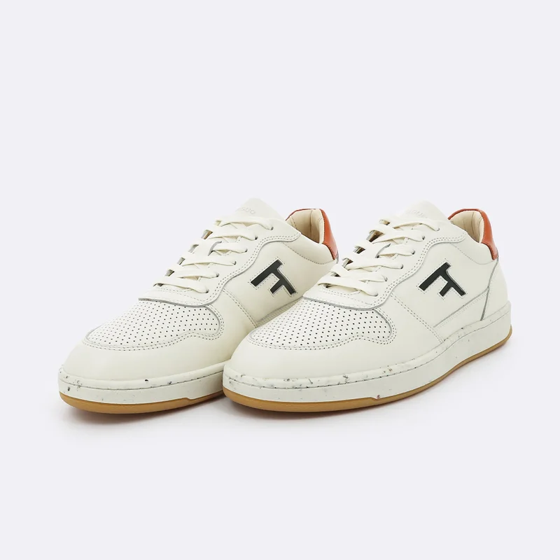 Faguo Alder Ecru & Orange Sneakers in Recycled Tennis Balls