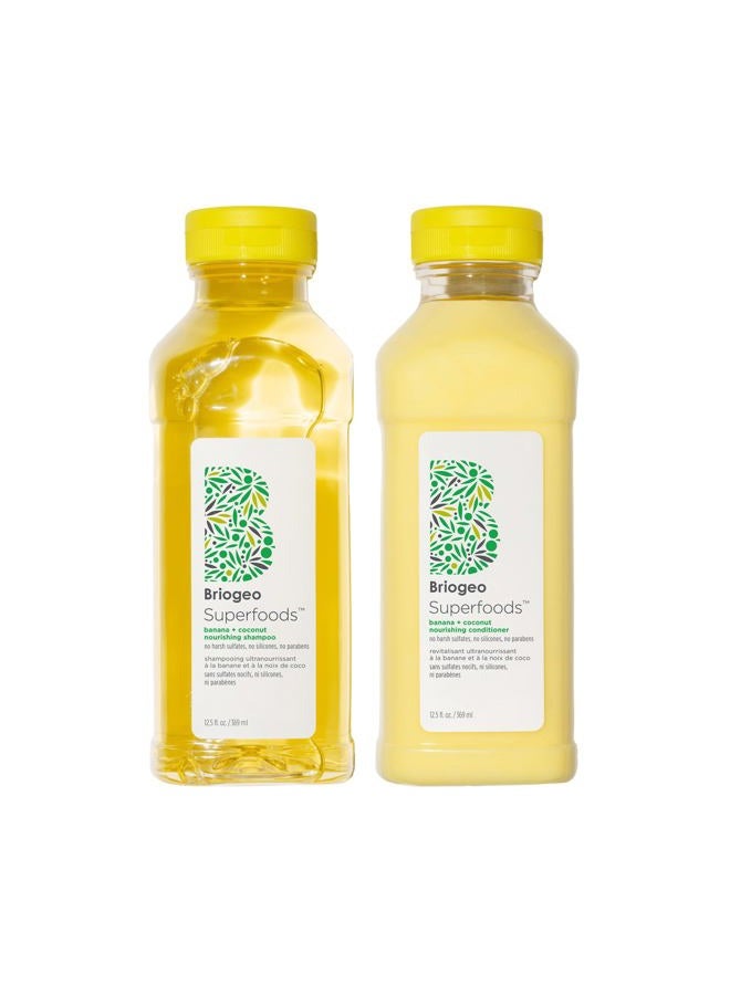 Briogeo Superfoods Banana + Coconut Hair Pack, Replenish Dull, Dry Hair and Supports Healthy Hair and Scalp, Moisturizing for All Hair Textures, Hydrating Cleanse, Vegan, Cruelty-Free, 2 x 12.5 fl oz - Image 1