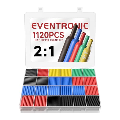 EVENTRONIC 1120PCS Heat Shrink Tubing 2:1, Eventronic Electrical Wire Cable Wrap Assortment Electric Insulation Heat Shrink Tube Kit with Box(6 colors/12 Sizes) - Image 1