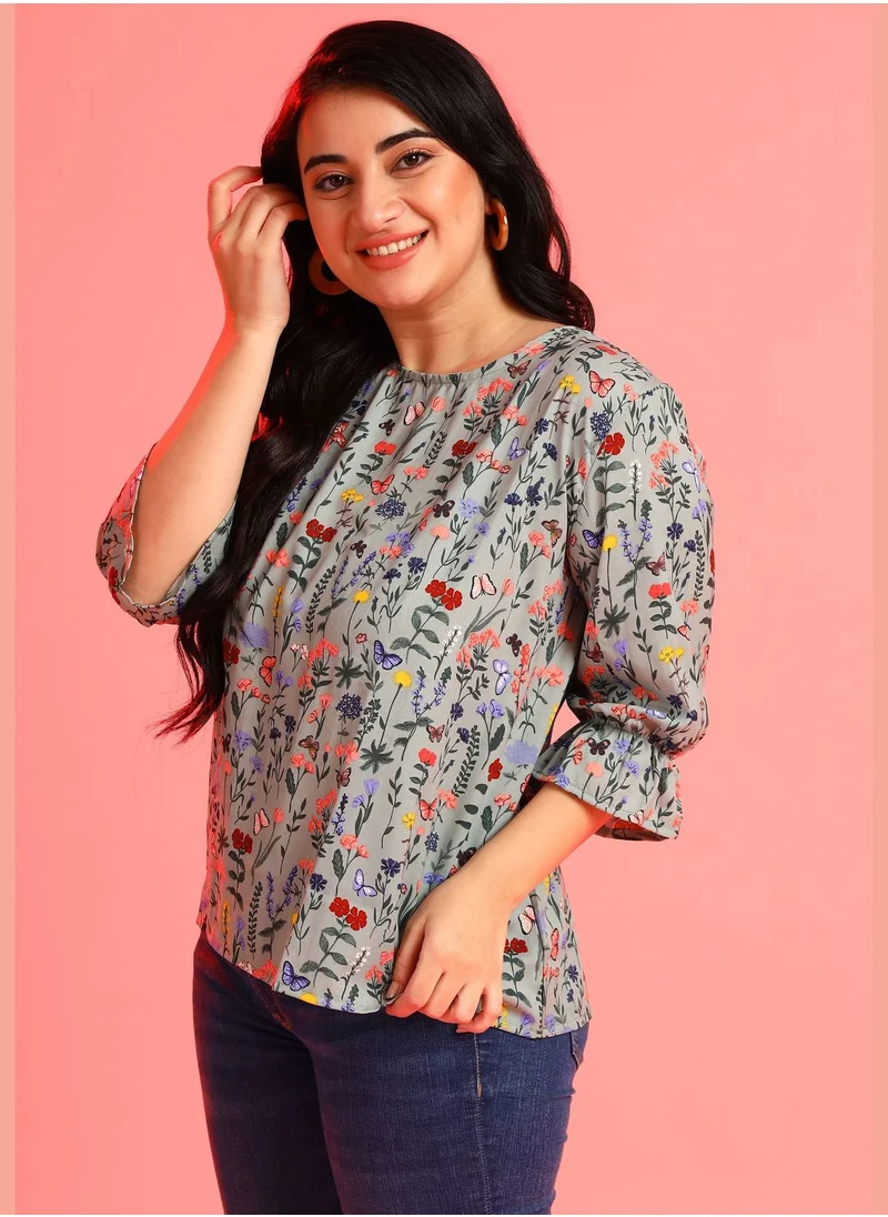 Instafab Plus Floral Print Blouse