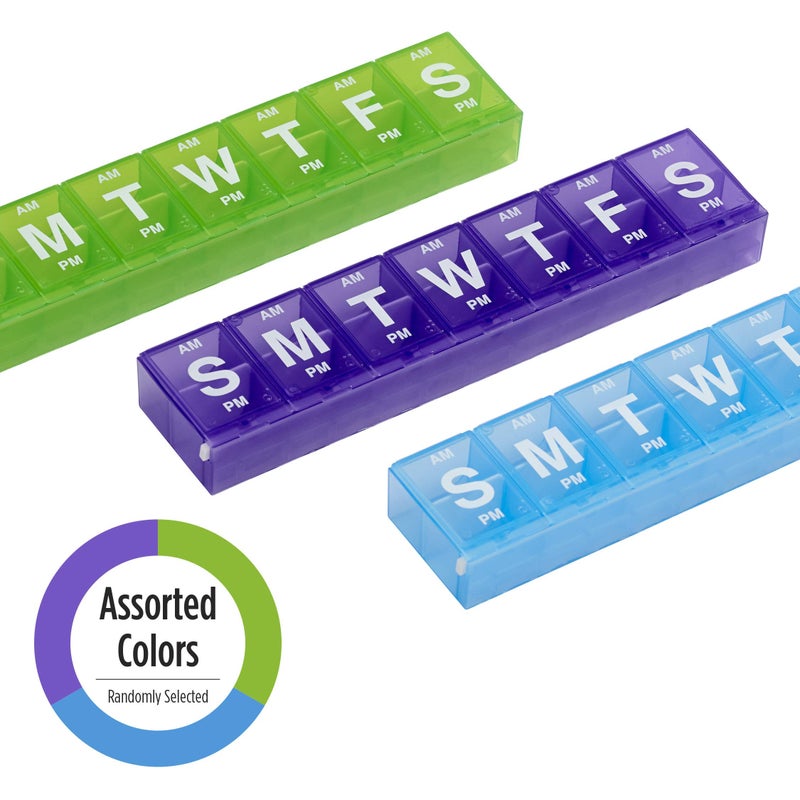 EZY DOSE Weekly (7-Day) AM/PM Pill Planner, Medicine Case, Vitamin Organizer Box, 3X-Large Locking Compartments to Secure Prescription Medication, Prevent Accidental Spilling, Color May Vary, BPA Free - Image 5