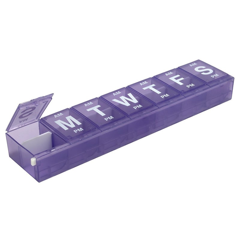 EZY DOSE Weekly (7-Day) AM/PM Pill Planner, Medicine Case, Vitamin Organizer Box, 3X-Large Locking Compartments to Secure Prescription Medication, Prevent Accidental Spilling, Color May Vary, BPA Free - Image 1