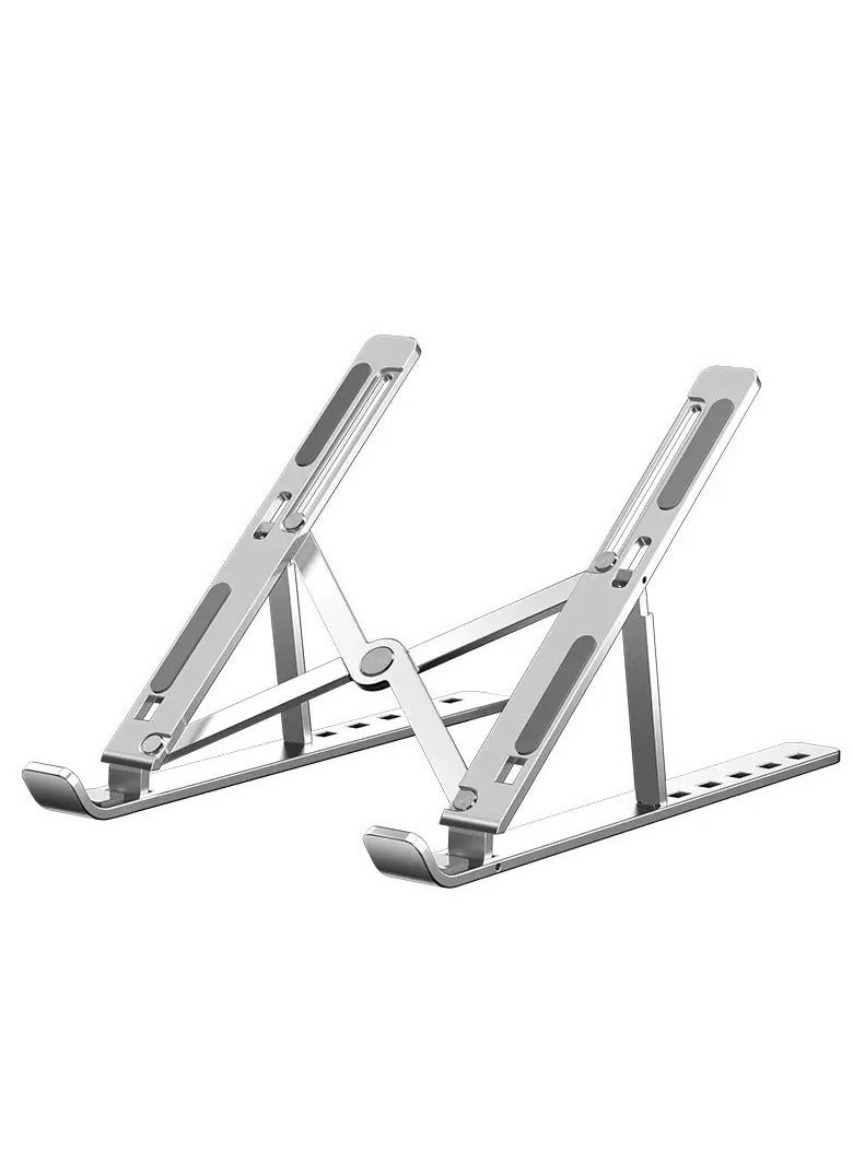 Laptop Stand for Desk, Aluminum Adjustable Laptop Stand - Silver - Image 1